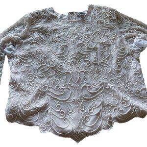 Vintage Draper’s & Damon’s Beaded Sparkly Women’s Top Sz 20 Pink Cream